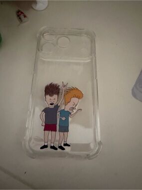 Clear Cartoon Beavis and Butt-Head Phone Case - Transparent